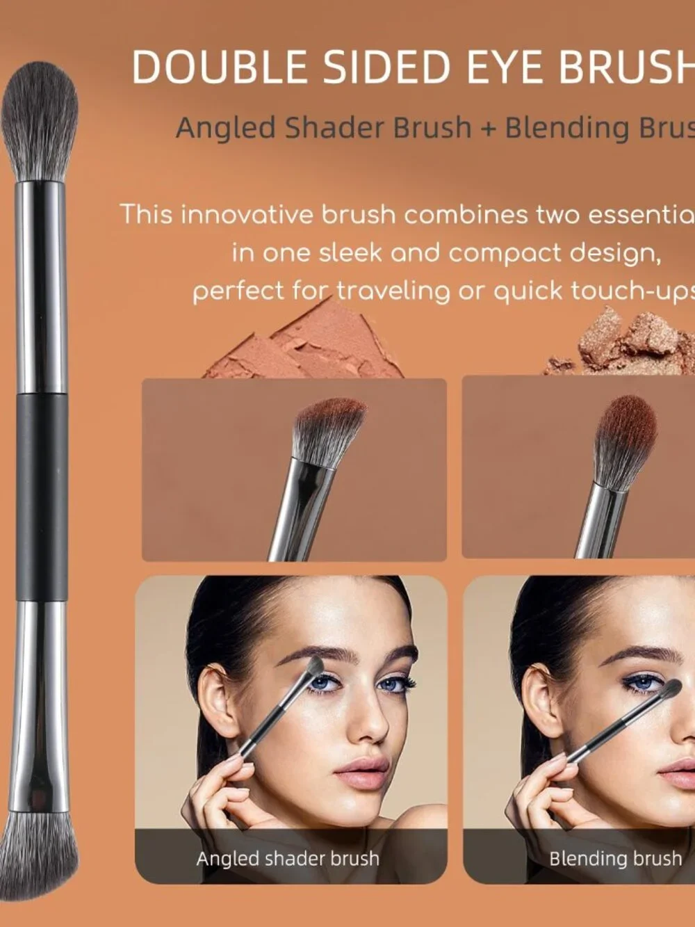 Travel Eye Makeup Brush Set with Mirror Case 4PCS